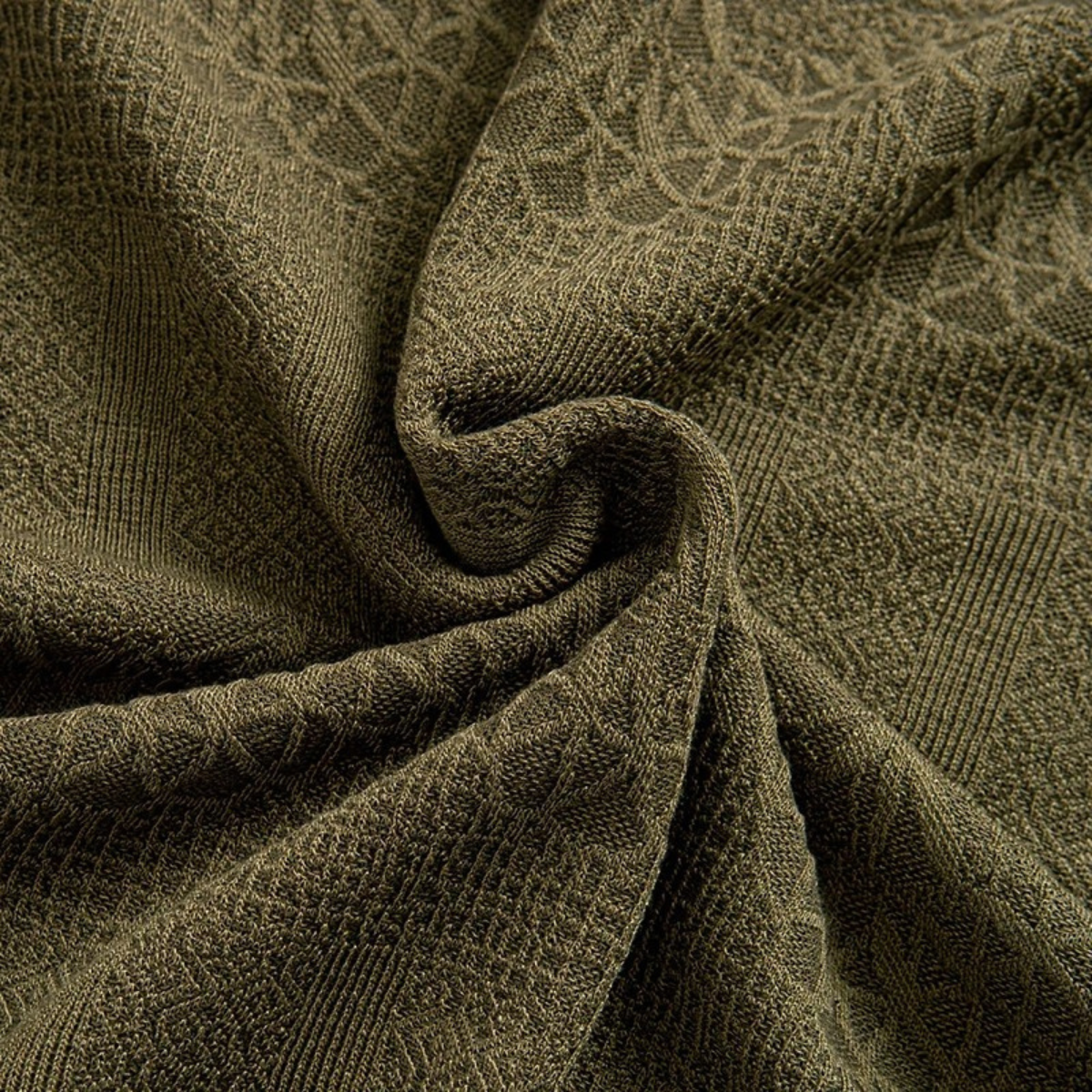 Beau | Men's Knit Polo Shirt Olive Green Short Sleeve