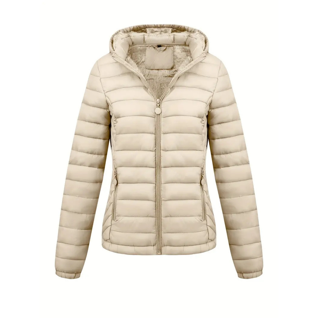 Rue | Women's Puffer Jacket Black Hooded Quilted