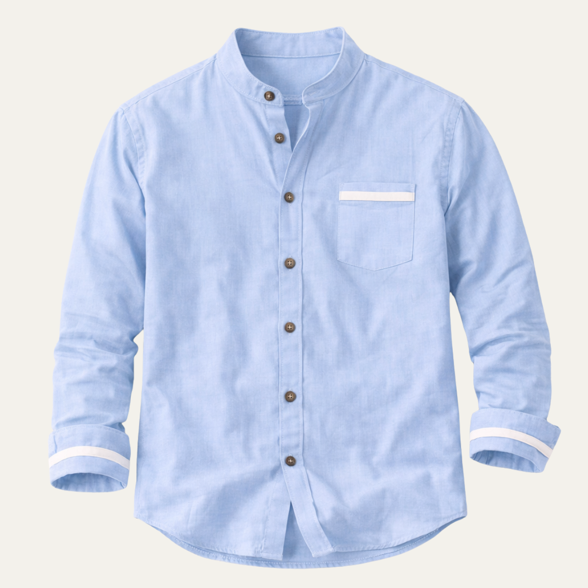 Tate | Men's Button Up Shirt Light Blue Mandarin Collar