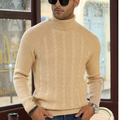 Dama Washington Bram men's cable knit turtleneck sweater cream - front view