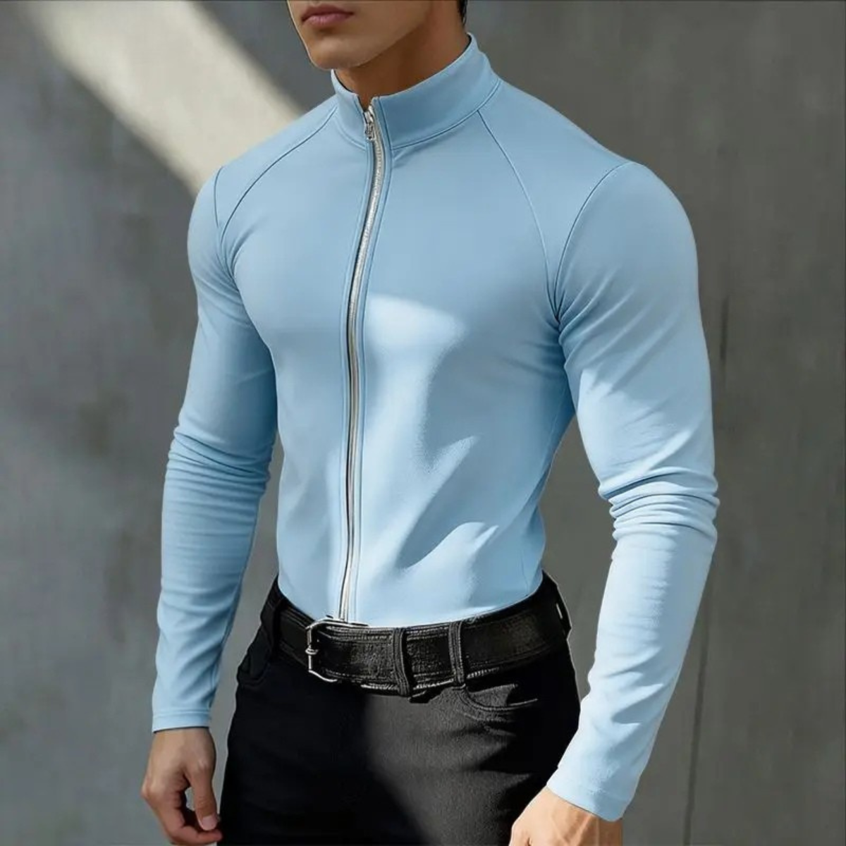 Reid | Men's Casual Zip Up Mock Neck Shirt White