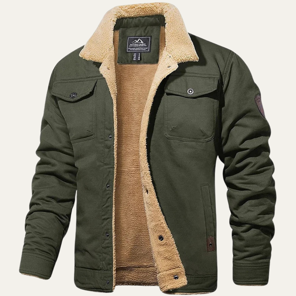 Callum | Men's Sherpa Lined Utility Jacket Tan