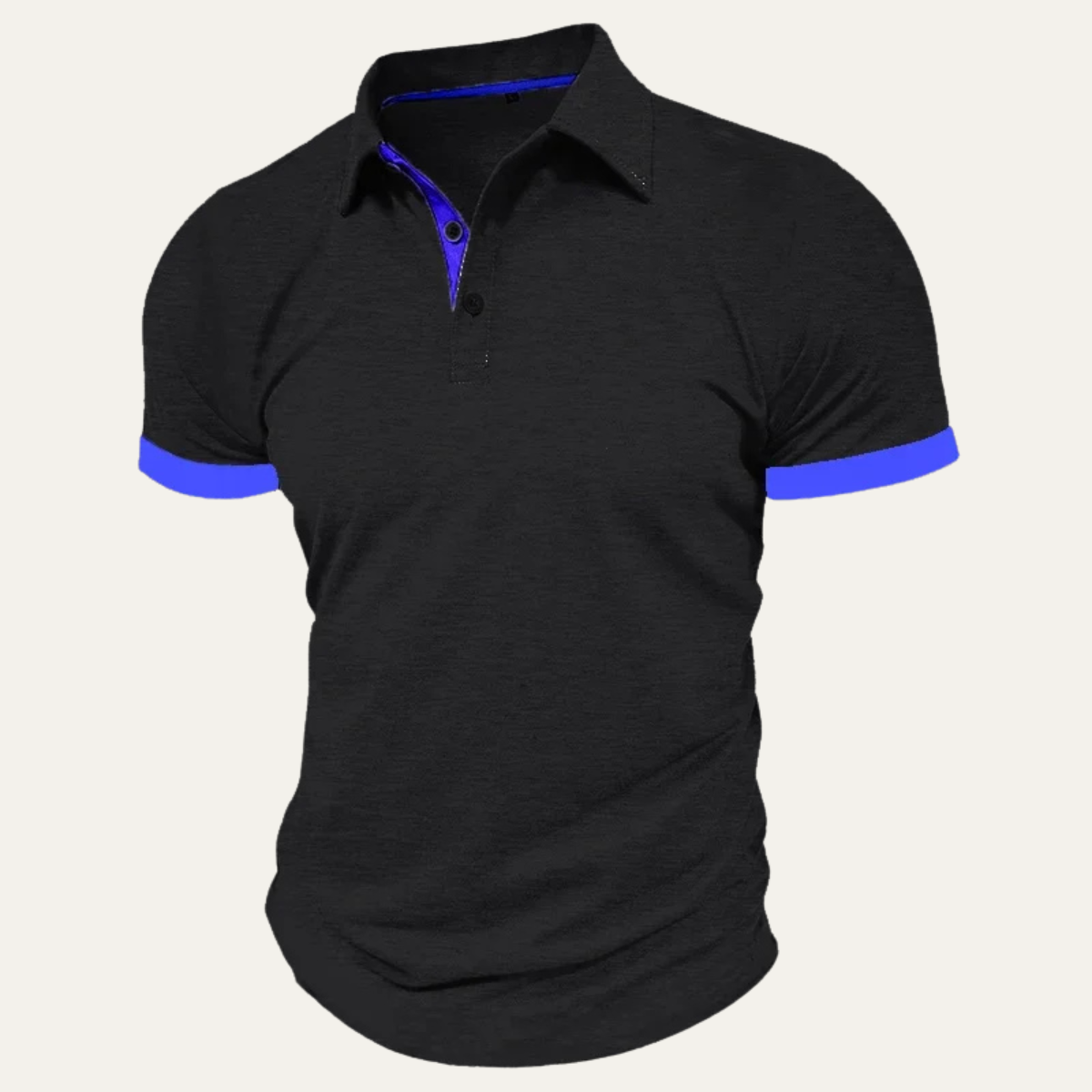 Axel | Men's Polo Shirt Black Blue Stripe Short Sleeve