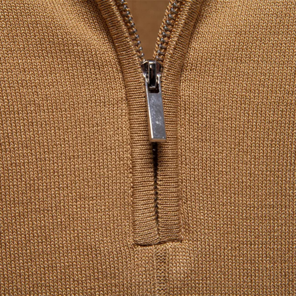 Dama Washington Beau men's casual half zip polo shirt camel - view 9