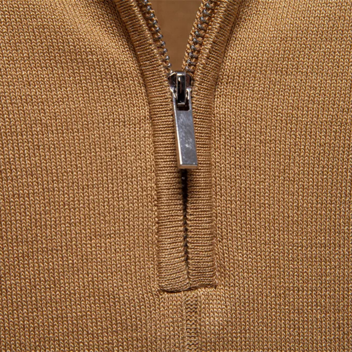 Beau | Men's Casual Half Zip Polo Shirt Camel