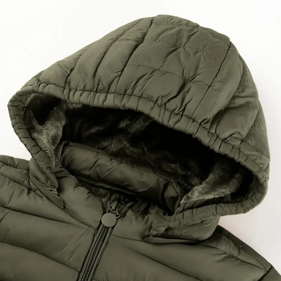 Rue | Women's Puffer Jacket Black Hooded Quilted