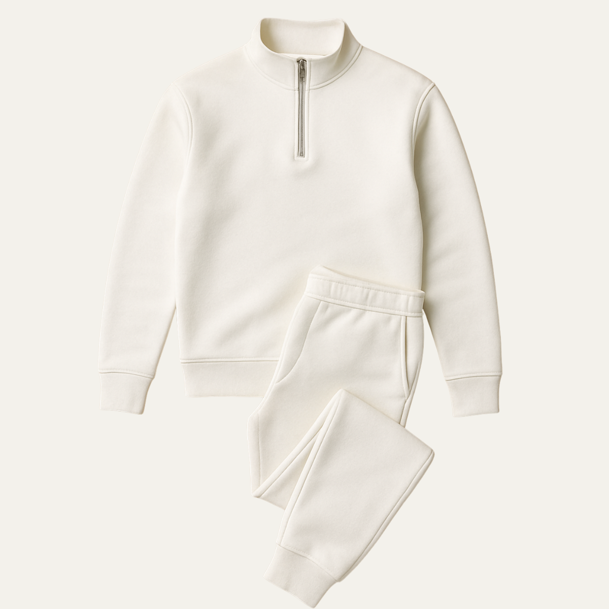 Lars | Men's Sweatsuit Beige Quarter Zip Hoodie Joggers Set