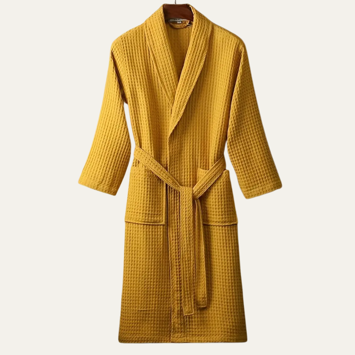 Bram | Men's Robe Cotton Waffle Gold Lightweight Spa Belt