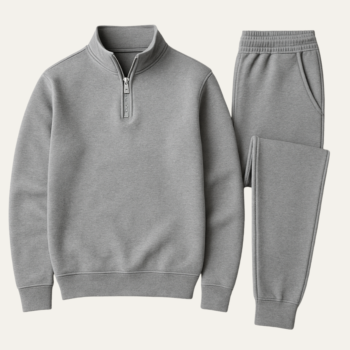 Lars | Men's Sweatsuit Beige Quarter Zip Hoodie Joggers Set