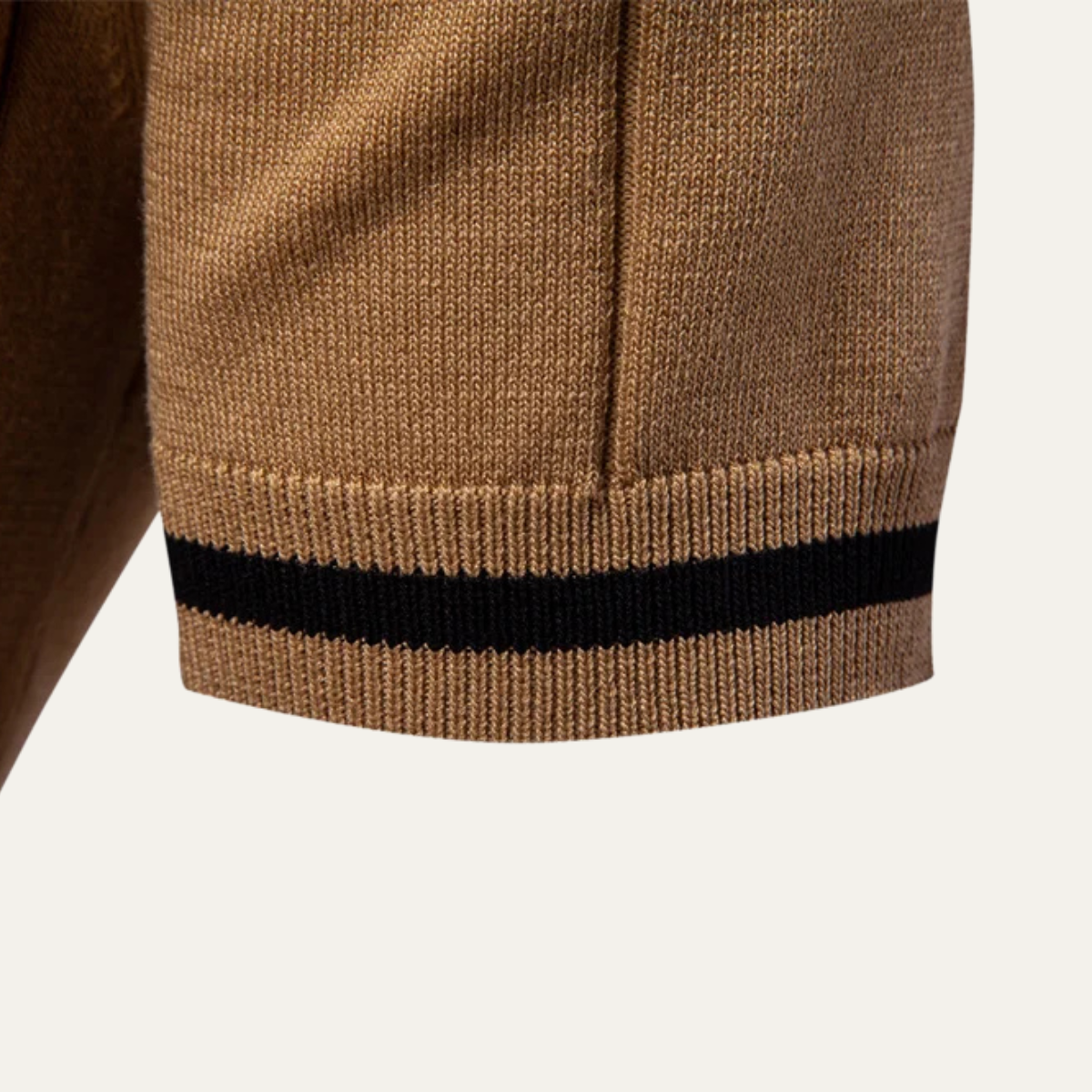 Beau | Men's Casual Half Zip Polo Shirt Camel