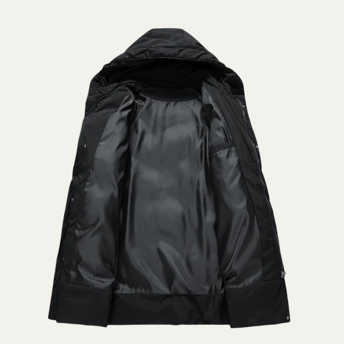 Axel | Men's Long Puffer Jacket Black Hooded Winter Coat