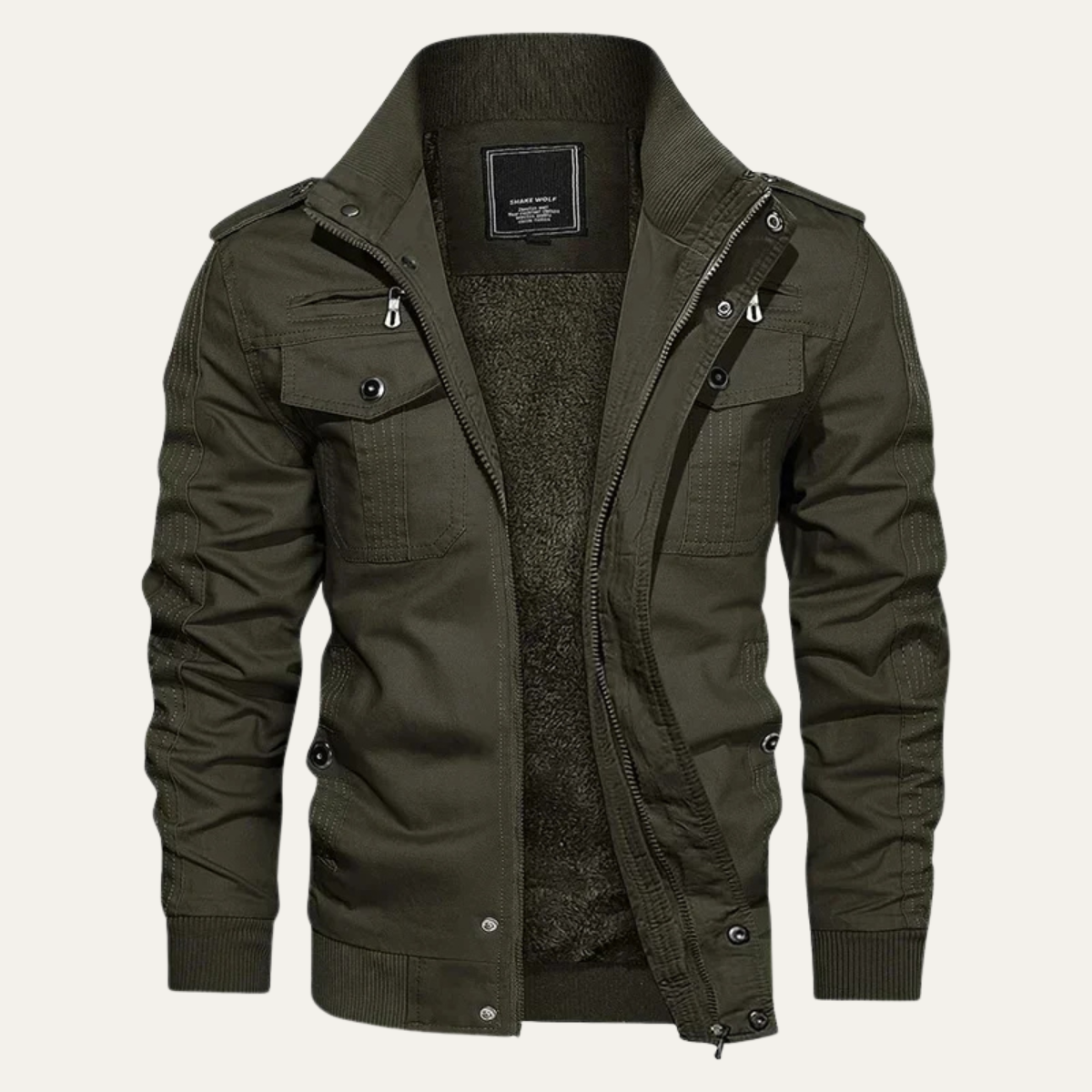 Voss | Men's Utility Jacket Olive Green Fleece Lined