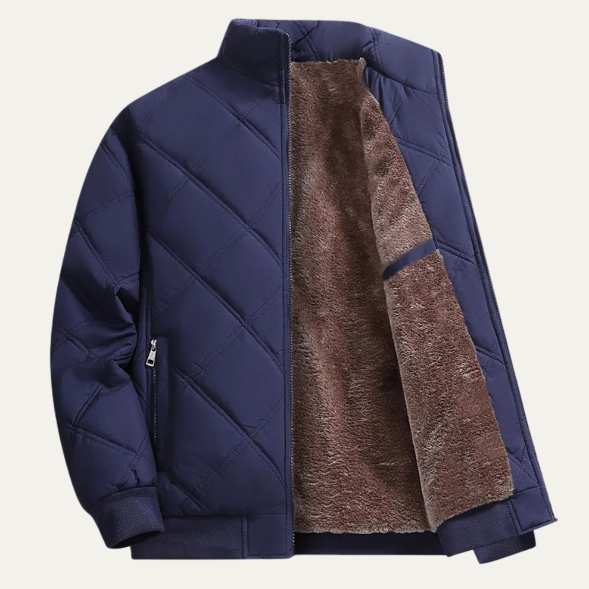 Mars | Men's Quilted Puffer Jacket Navy Sherpa Lined