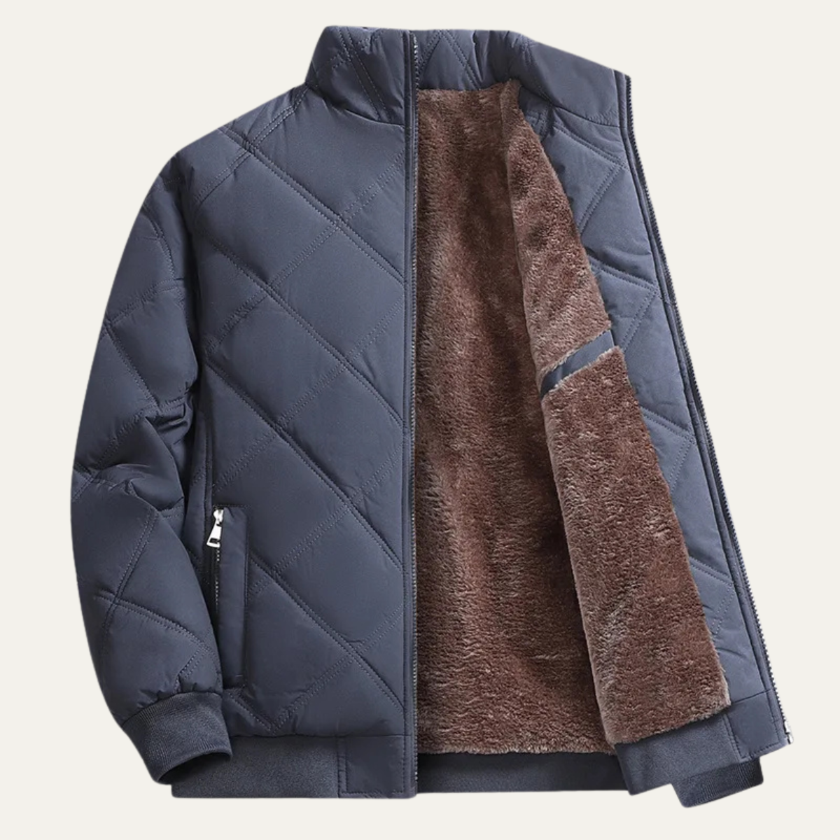 Mars | Men's Quilted Puffer Jacket Navy Sherpa Lined