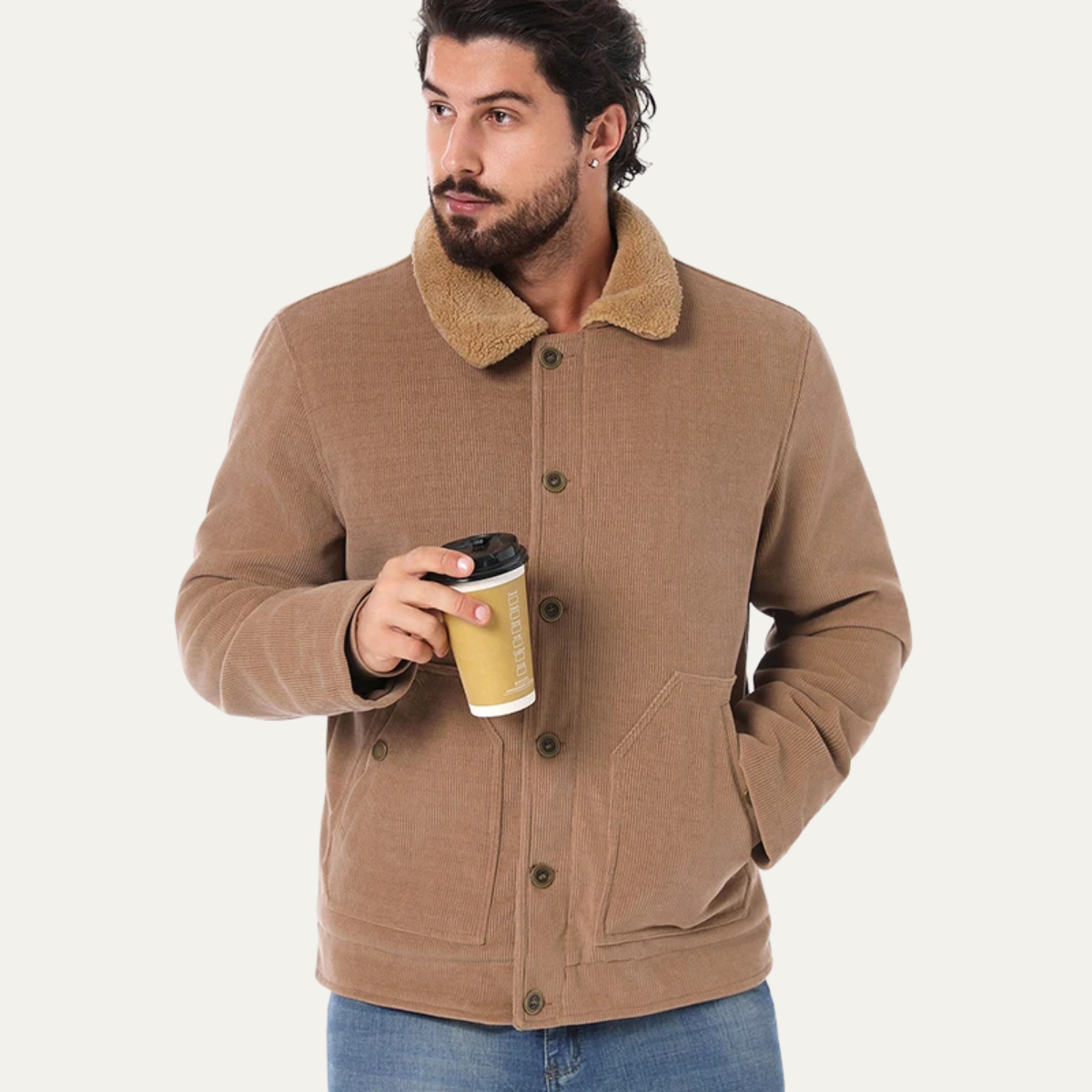 Wade | Men's Sherpa Corduroy Jacket Sage Green