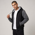 Dama Washington Bash men's fleece lined zip up hoodie black gray - model front view