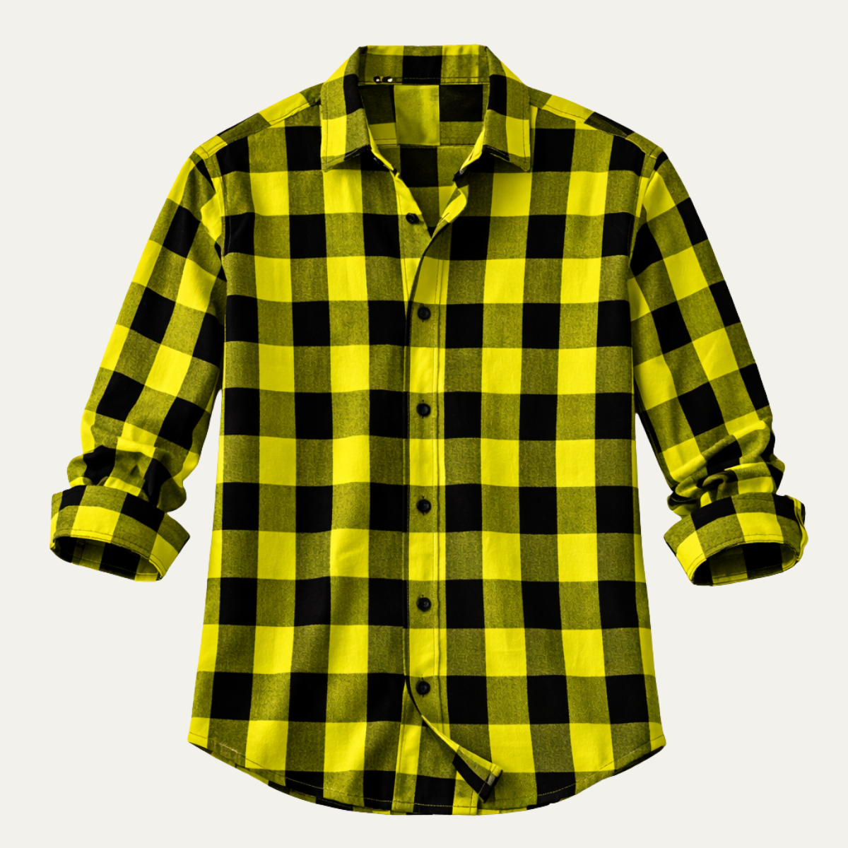 Callum | Men's Casual Check Button Up Shirt Yellow Black