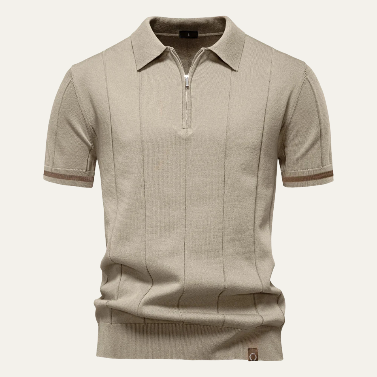 Beau | Men's Casual Half Zip Polo Shirt Camel