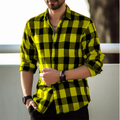Dama Washington Callum men's casual check button up shirt yellow black - front view