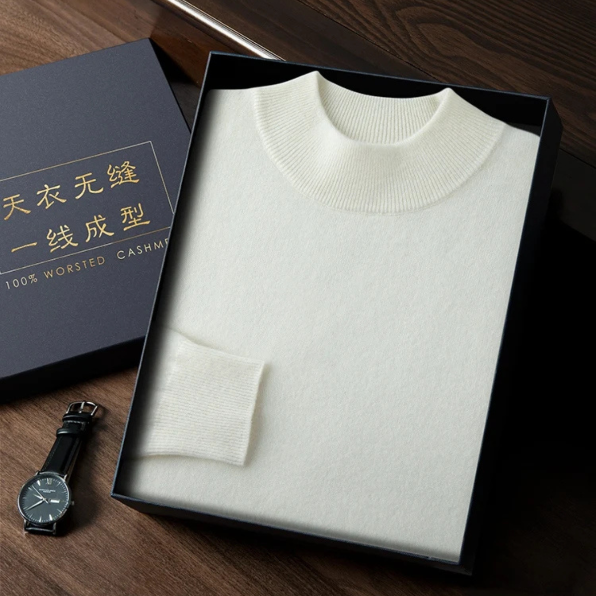Bram | Men's Crew Neck Cashmere Sweater Cream