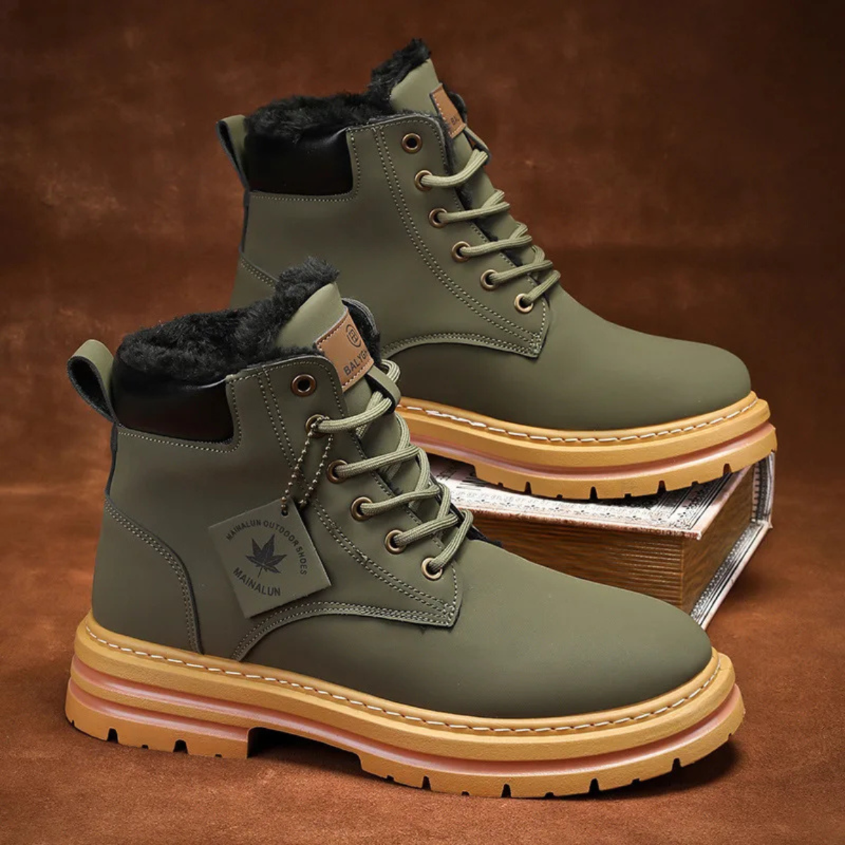 Beau | Men's Lace Up Work Boot Tan Platform Sole