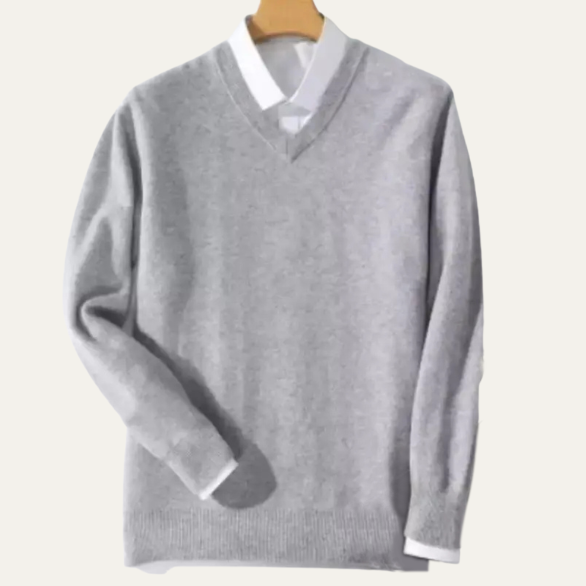 Axel | Men's V Neck Sweater Black With White Collar