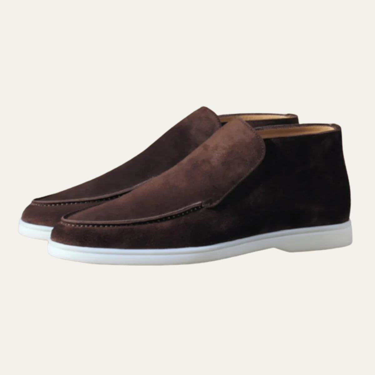 Silas | Men's Suede Loafer Slip On Brown White Sole