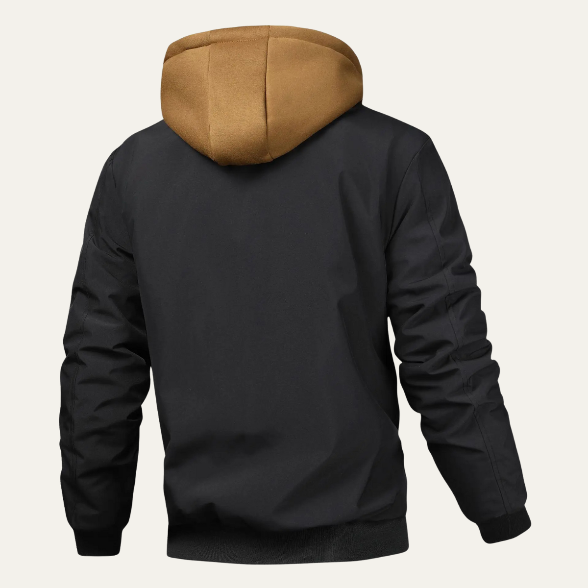 Axel | Men's Bomber Jacket Black Camel Hooded Layered