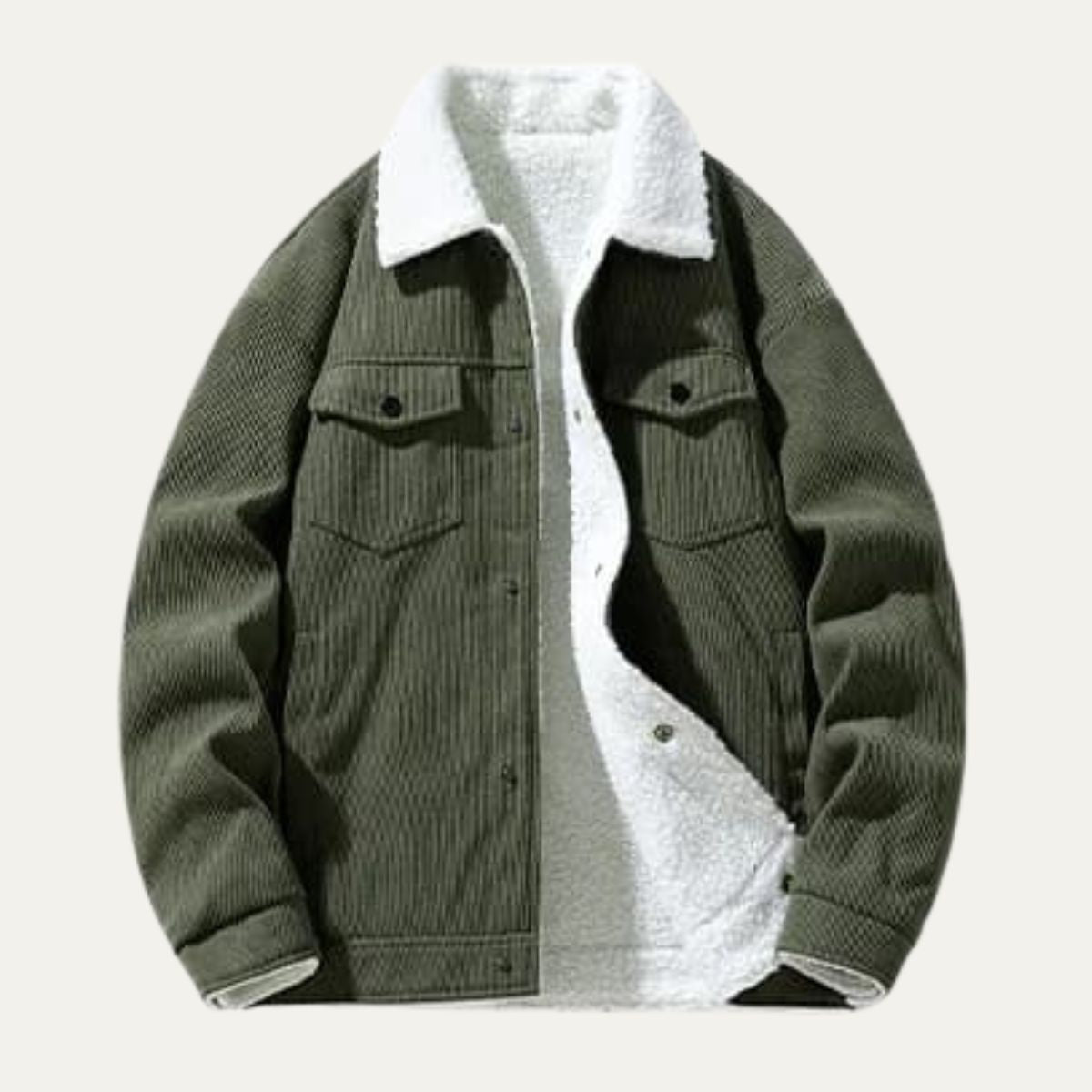 Ash | Men's Corduroy Sherpa Fleece Jacket Cream