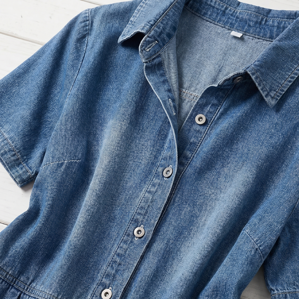 Dama Washington Isla women's denim shirt dress light blue short sleeve - view 5