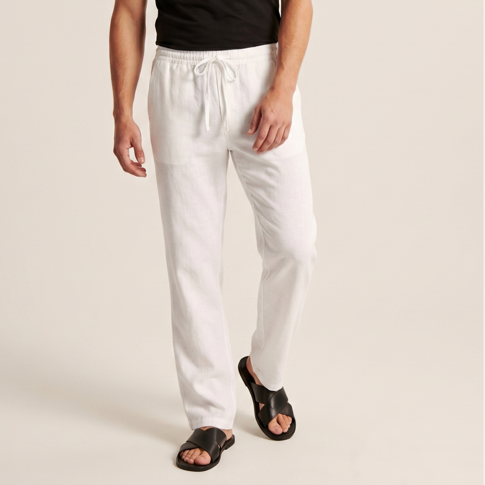 Dama Washington Enzo men's linen pants charcoal wide leg drawstring - view 7