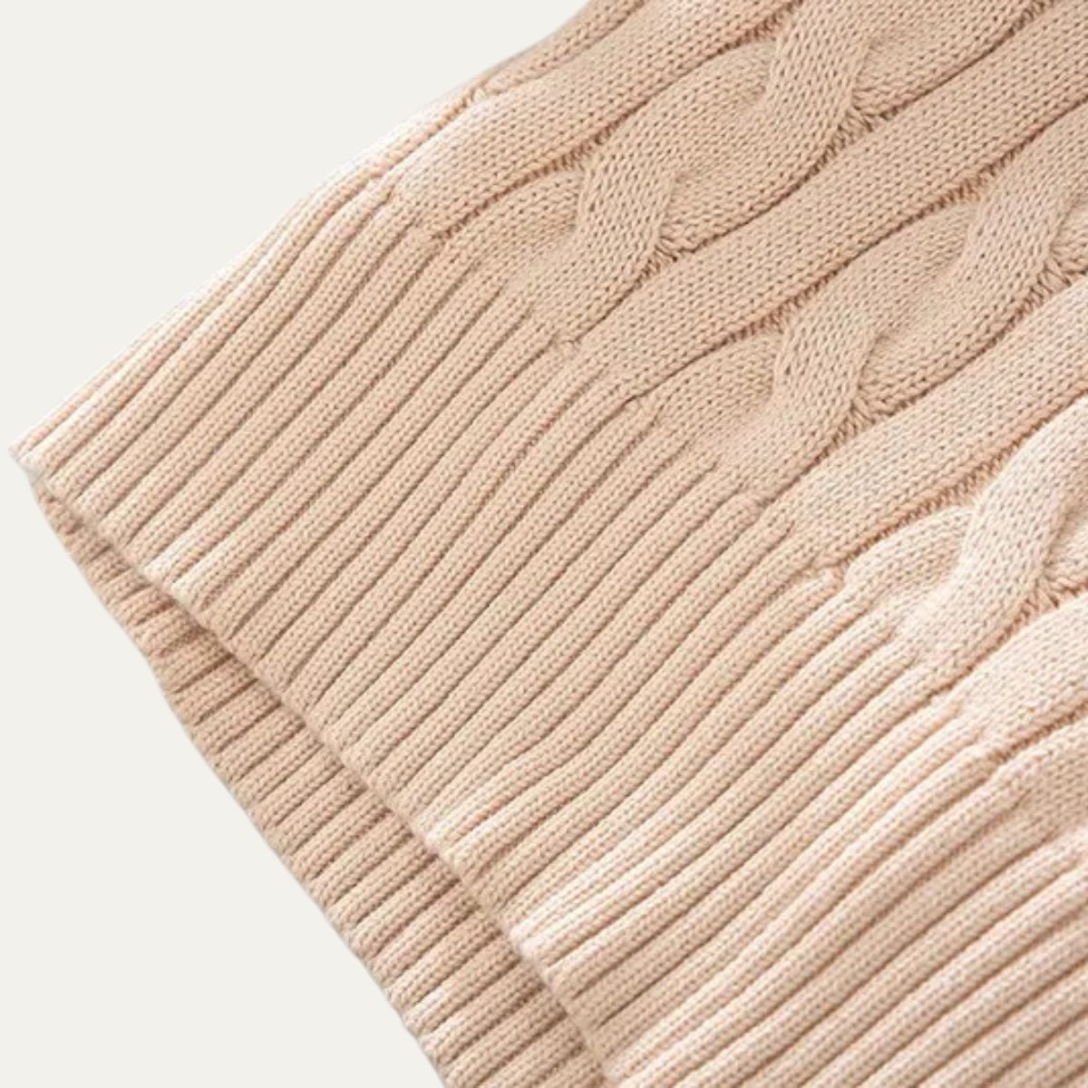 Luca | Men's Cable Knit Half Zip Sweater Cream