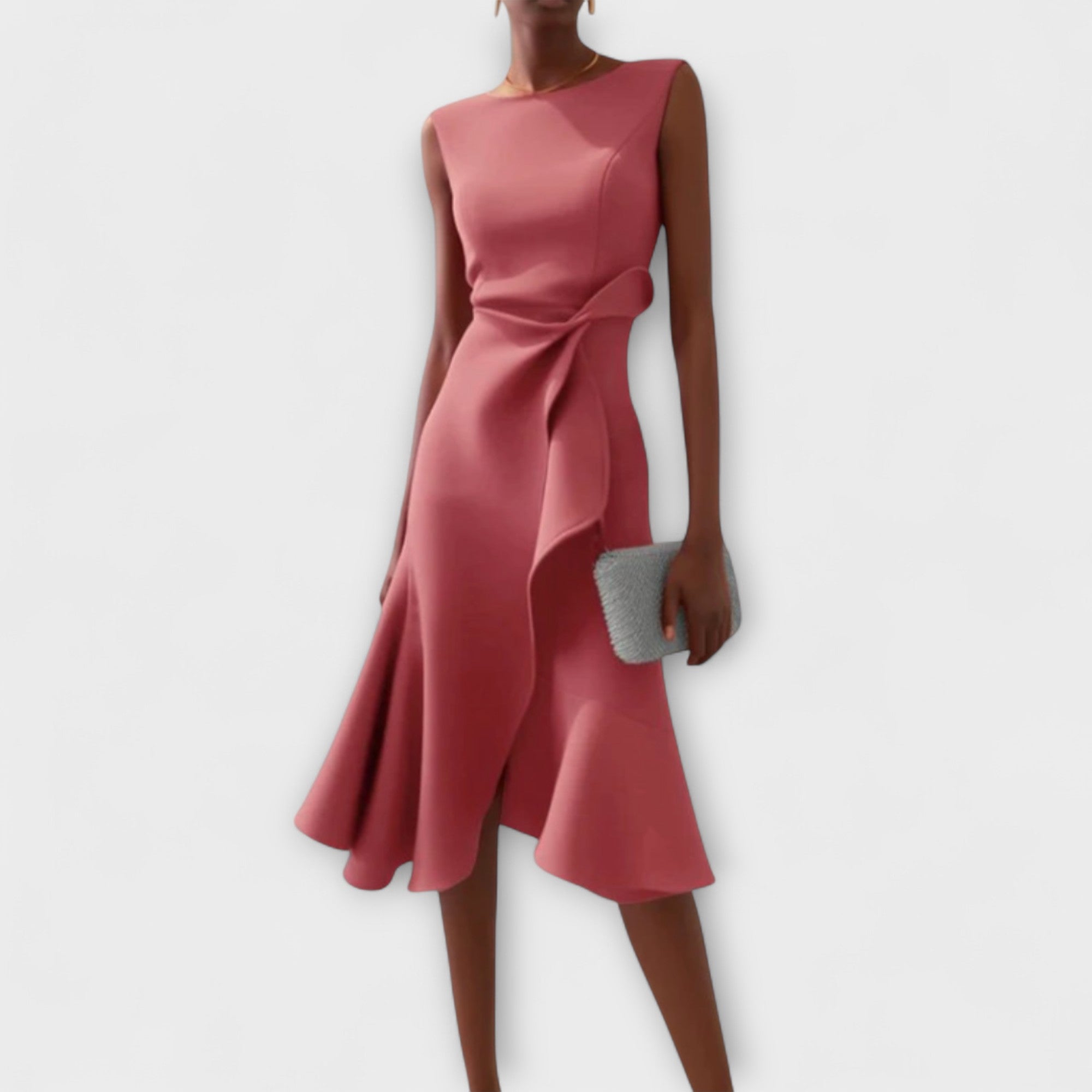 Vera | Women's Wrap Midi Dress Red Sleeveless