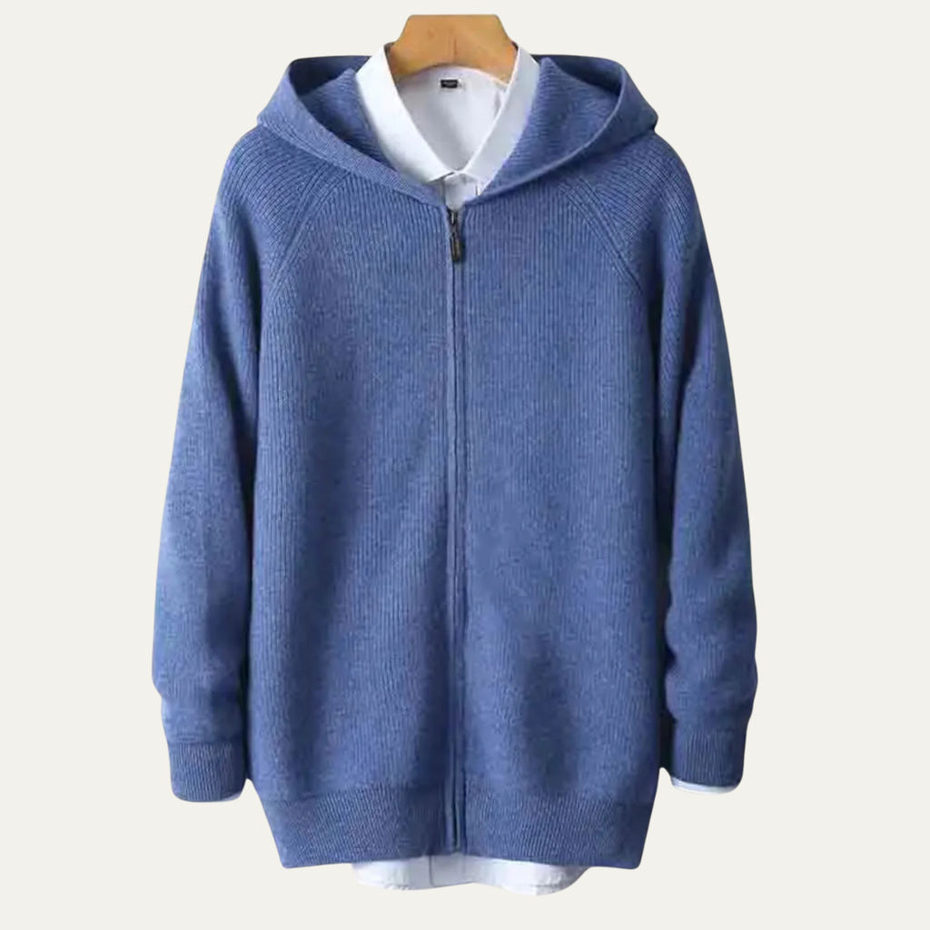 Dama Washington Sage men's zip up hoodie cream ribbed knit - view 7
