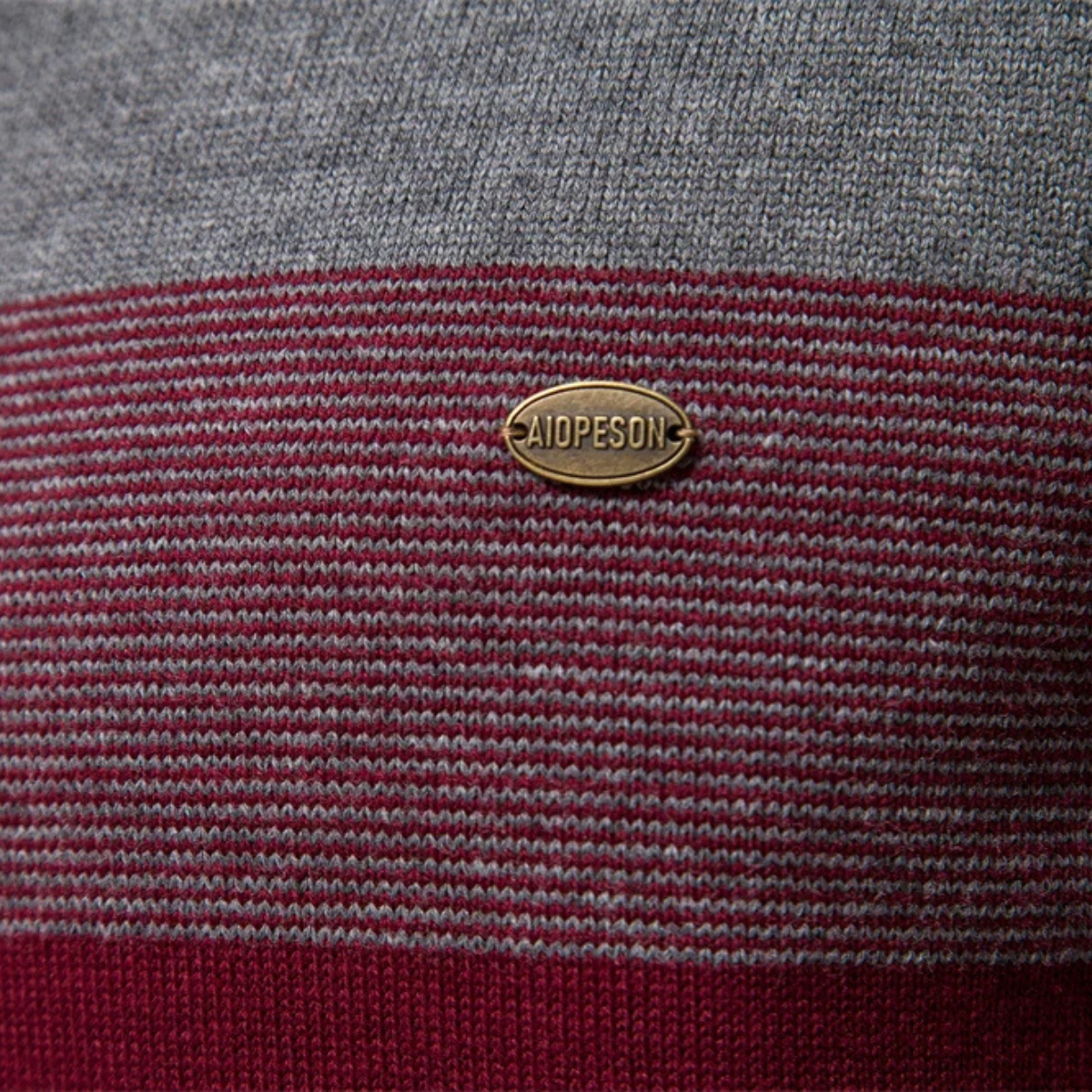 Beau | Men's Quarter Zip Sweater Navy Gray Burgundy Stripe