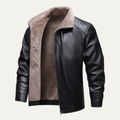 Dama Washington Vane men's sherpa lined leather jacket black - front view