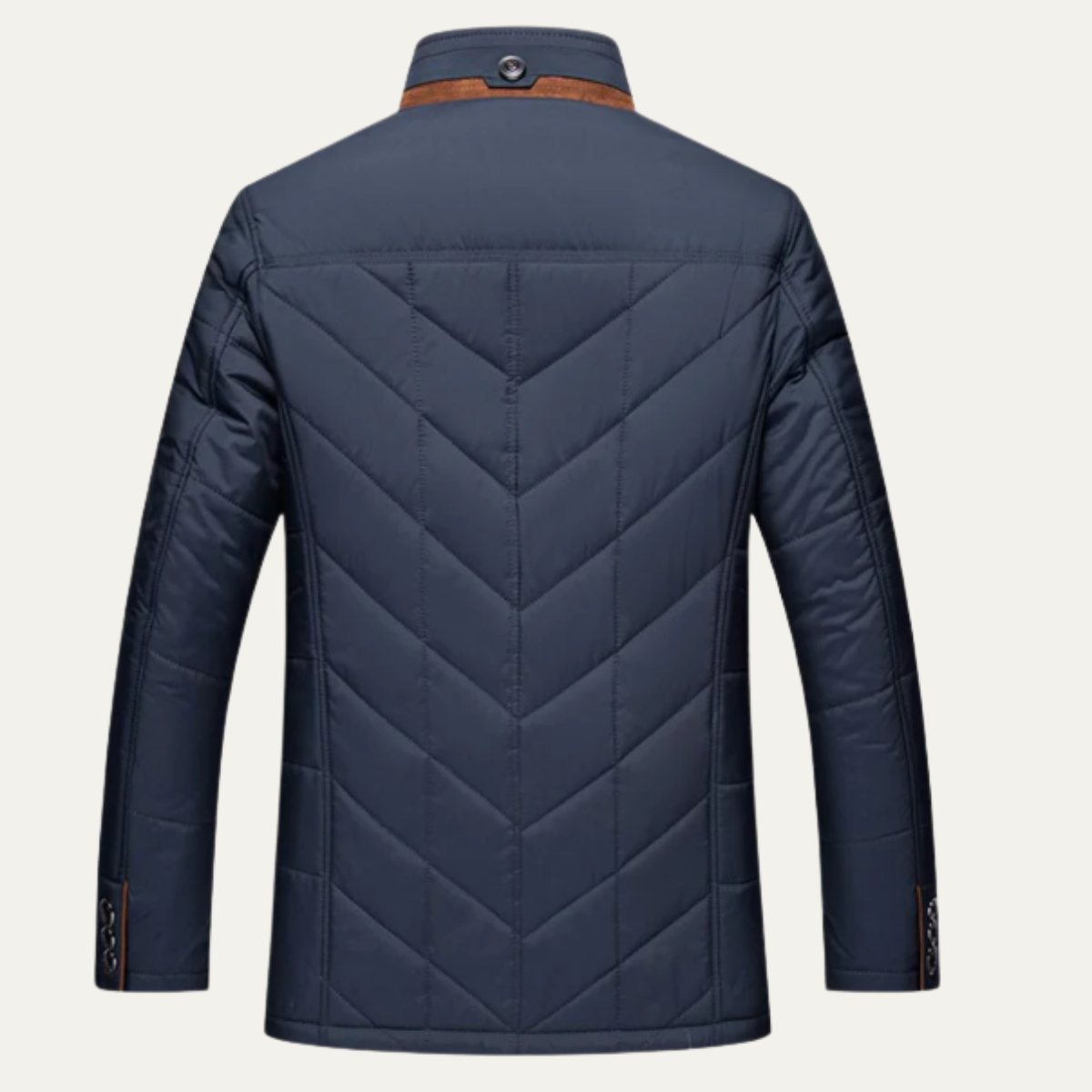 Bram | Men's Quilted Puffer Jacket Navy Velvet Collar