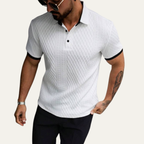 Dama Washington Axel men's textured polo shirt black contrast trim - view 2