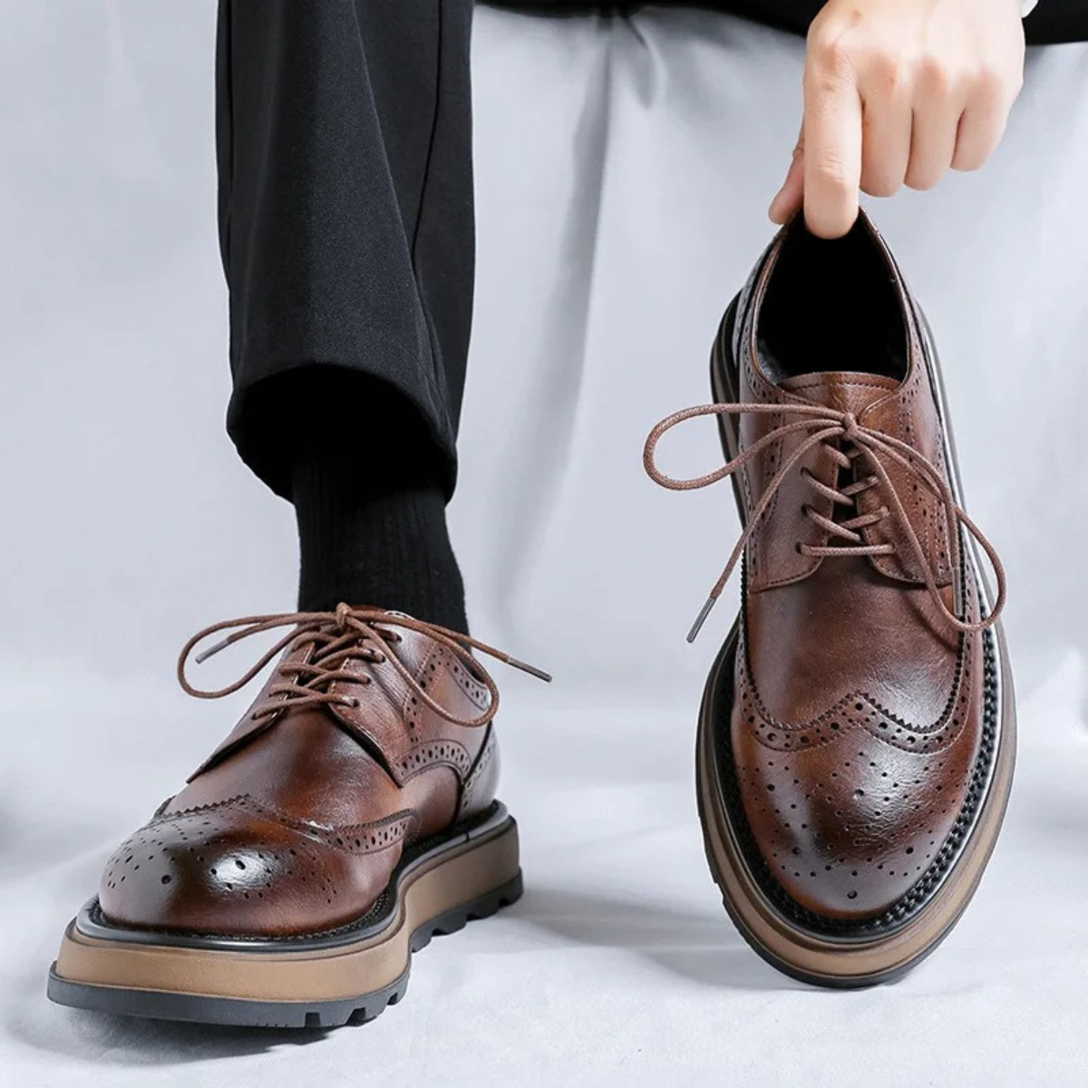 Oscar | Men's Wingtip Brogue Oxford Dress Shoe Black Leather