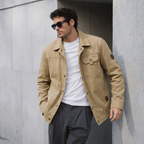 Dama Washington Hugo men's utility jacket beige multi pocket casual - view 2