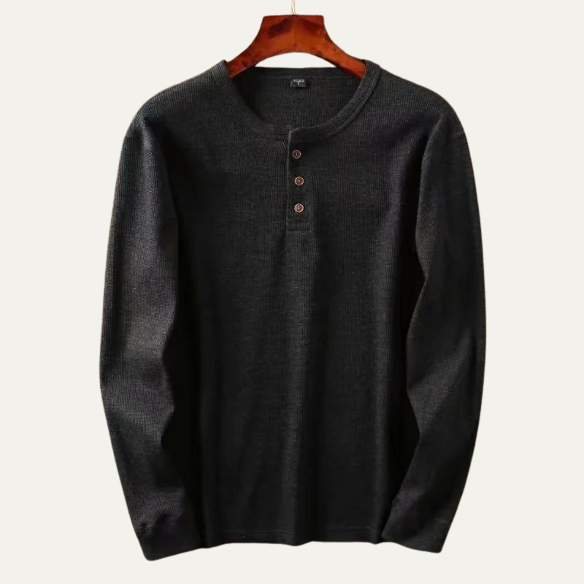 Beau | Men's Henley Shirt Gray Thermal Waffle Knit