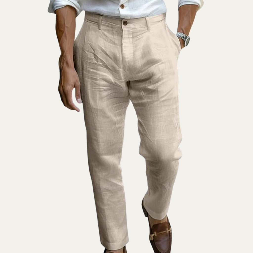 Dama Washington Rhys men's linen pants light blue straight leg ankle - view 6