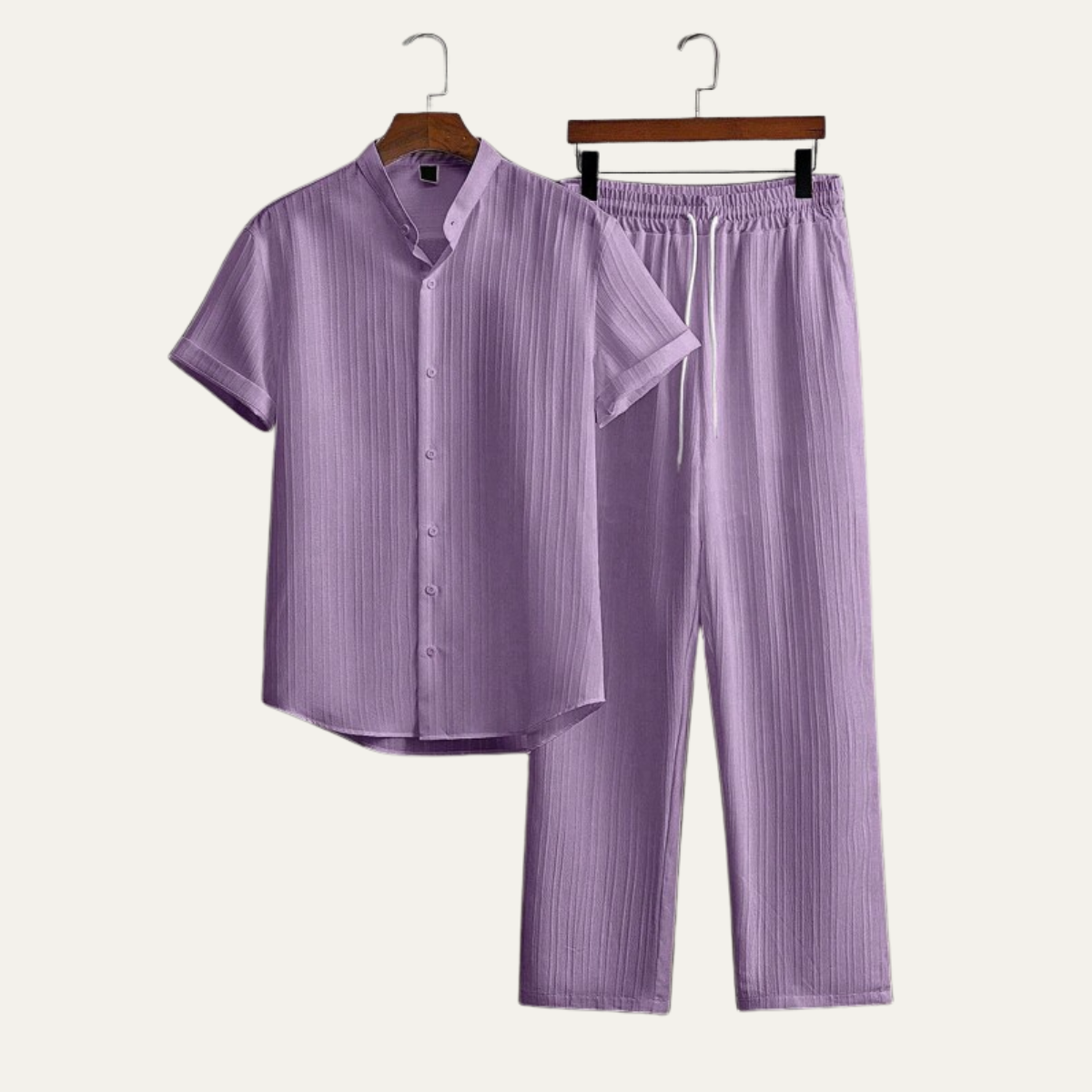 Rowan | Men's Casual Linen Shirt And Pants Set Mint Green