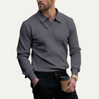 Dama Washington Bram men's smart casual pinstripe polo shirt black - view 3