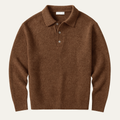 Dama Washington Bram men's wool sweater brown polo collar - front view