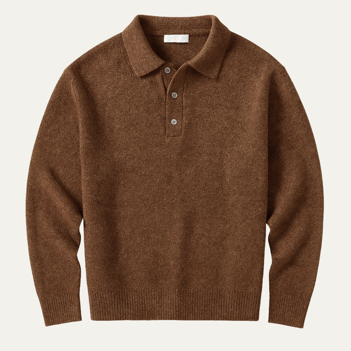 Bram | Men's Wool Sweater Brown Polo Collar