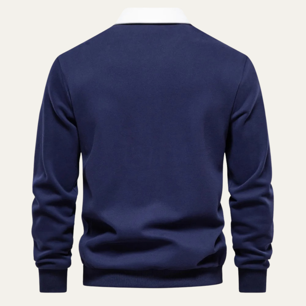 Dama Washington Ash men's smart casual polo collar sweater navy white - view 7