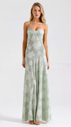 Dama Washington Stella women's white maxi dress satin slip sweetheart neckline - view 3