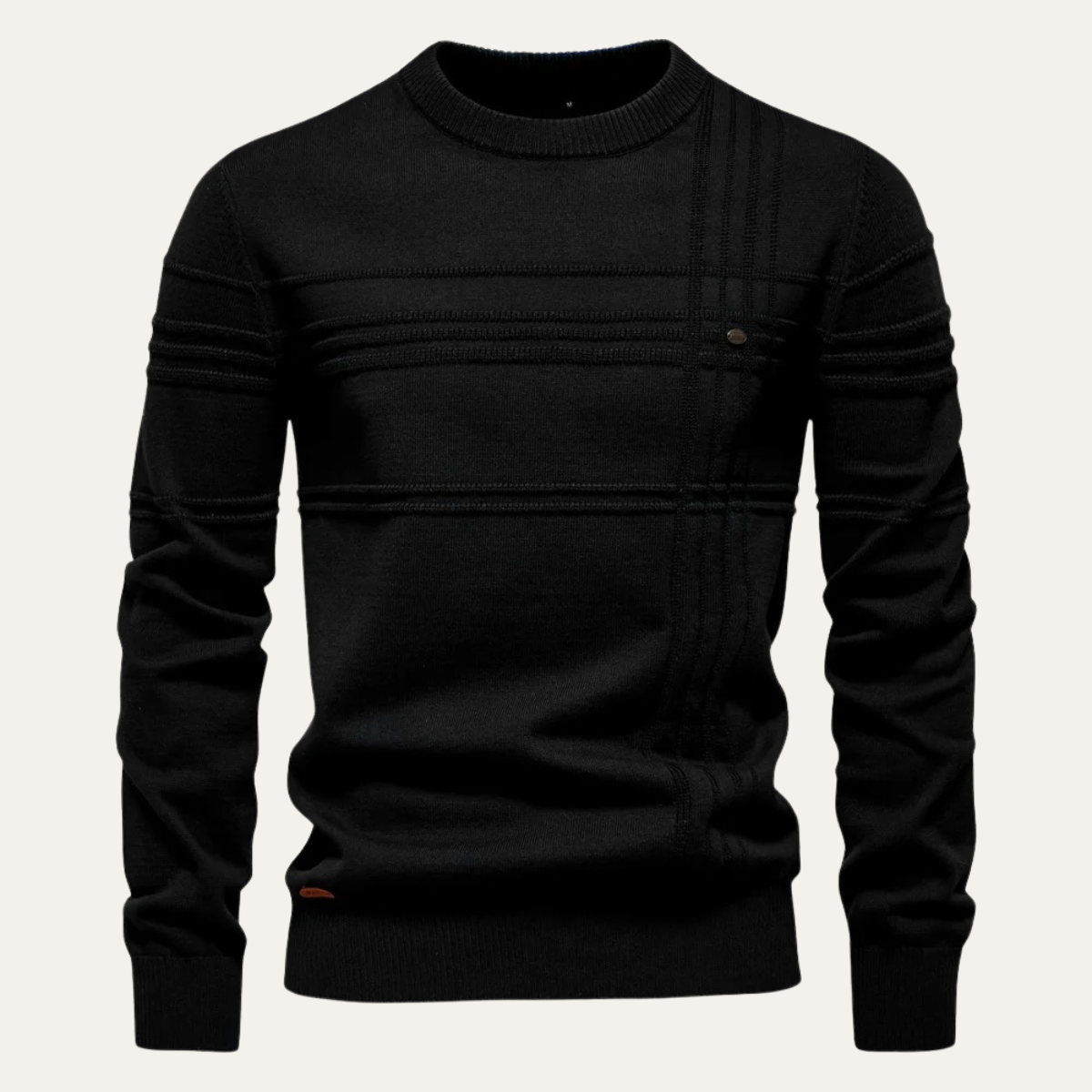 Leo | Men's Crew Neck Sweater Cream Cable Knit Pattern