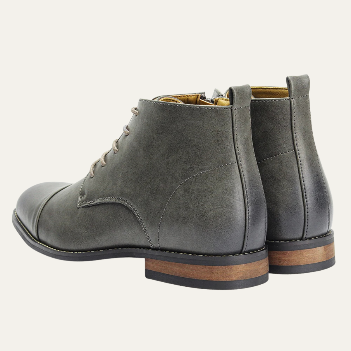 Jude | Men's Leather Ankle Boots Gray Lace Up
